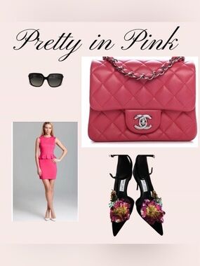 CHANEL pink lambskin square mini bag